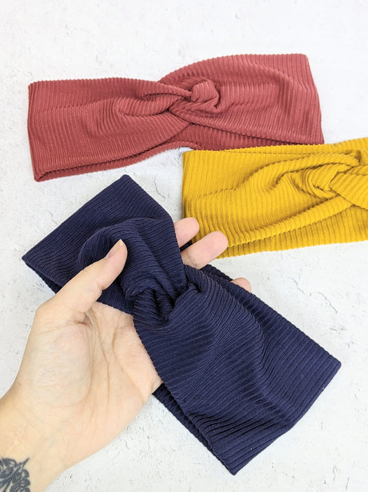 Faux Knot Headband - Primary Ribbed Knit