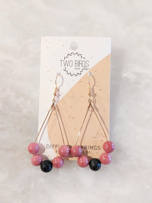 Teardrop Diffuser Earrings - Pink Rhodonite