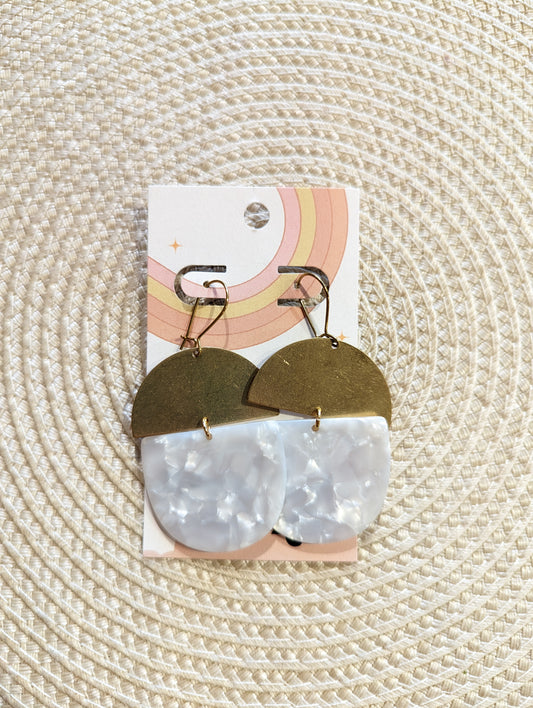 Colleen Brass Acetate Earrings White