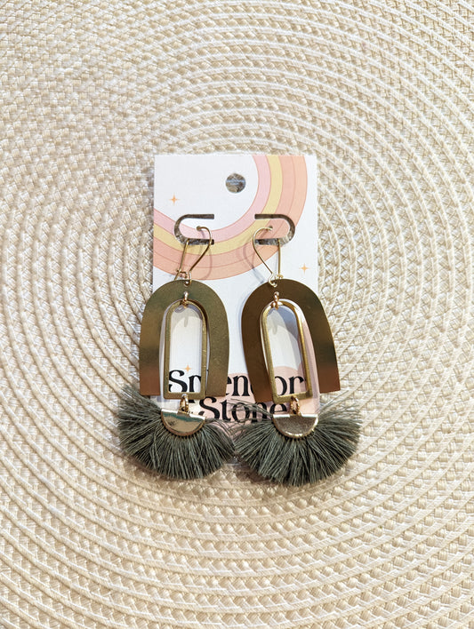 Jo Tassel Earrings Olive