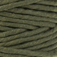 A spool of green recycled macrame cord with the brand label 'BOBBINY' on the top label.