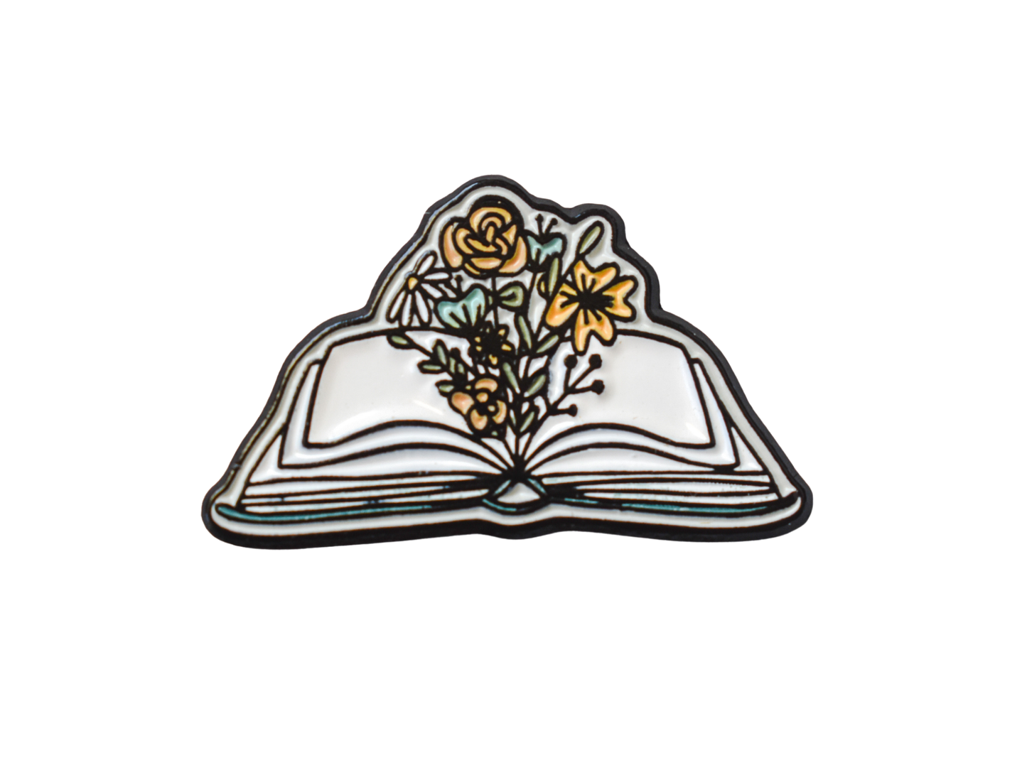 Floral Book Enamel Pin