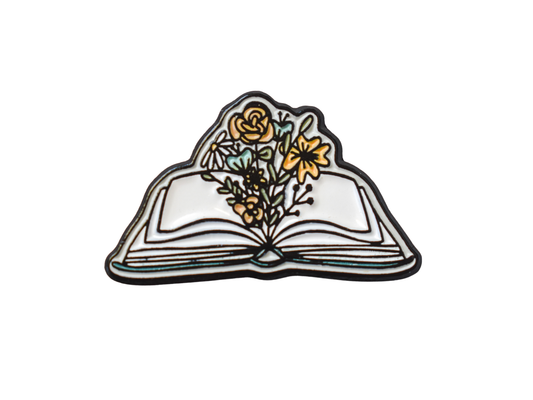 Floral Book Enamel Pin