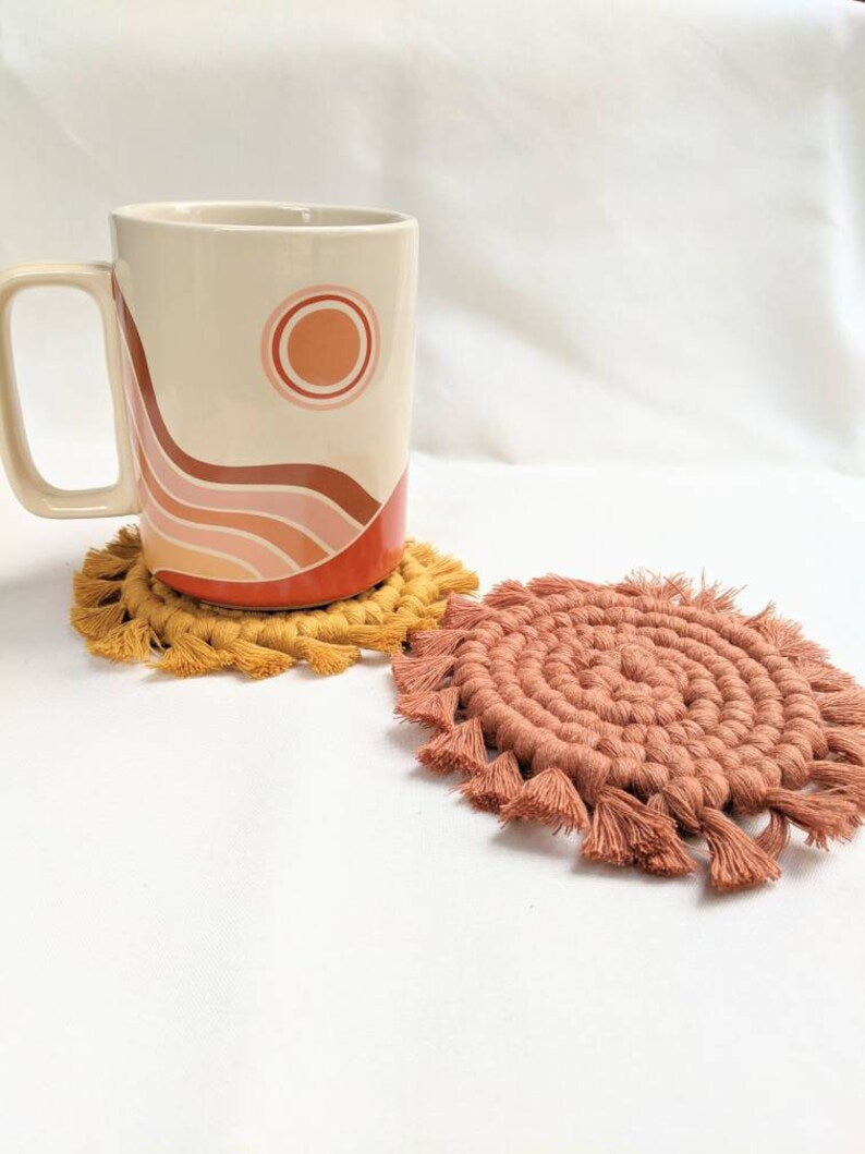 Macrame Fringe Coaster - Single